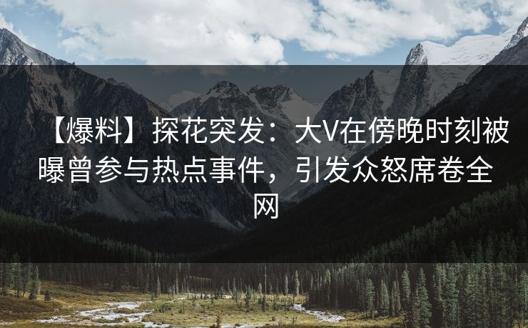 【爆料】探花突发：大V在傍晚时刻被曝曾参与热点事件，引发众怒席卷全网
