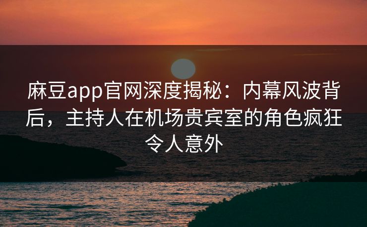 麻豆app官网深度揭秘：内幕风波背后，主持人在机场贵宾室的角色疯狂令人意外