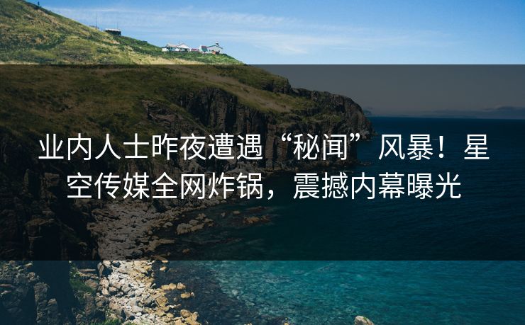 业内人士昨夜遭遇“秘闻”风暴！星空传媒全网炸锅，震撼内幕曝光