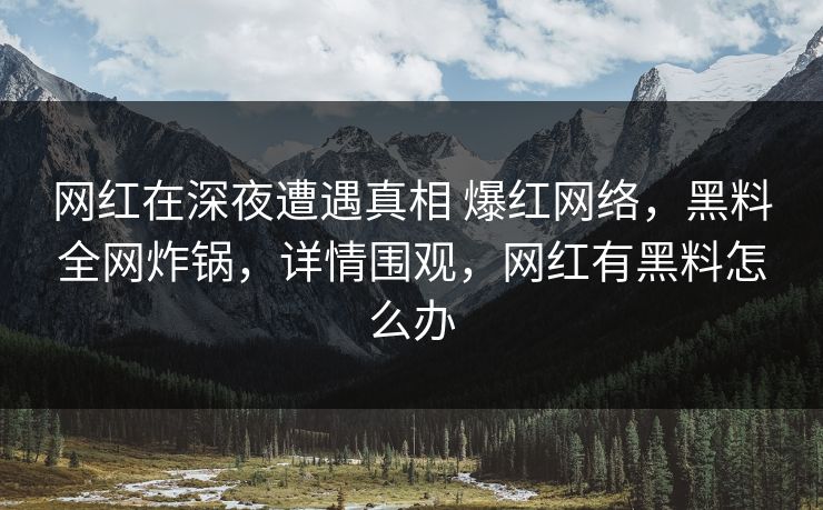 网红在深夜遭遇真相 爆红网络,黑料全网炸锅,详情围观,网红有黑料怎么办 网红在深夜遭遇真相 爆红网络,黑料全网炸锅,详情围观,网红有黑料怎么办