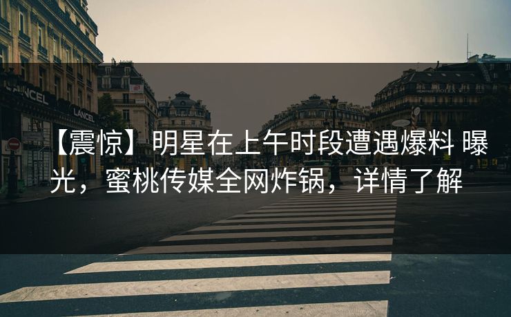 【震惊】明星在上午时段遭遇爆料 曝光，蜜桃传媒全网炸锅，详情了解